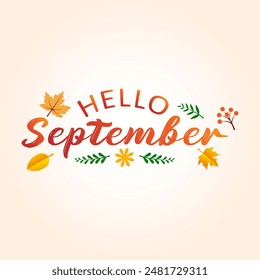 Handwritten month September for calendar, monthly logo, bullet journal or monthly organizer. Hello September vector.