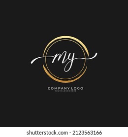 Handwritten MY letter logo. Simple signature vector