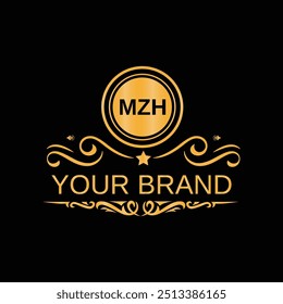 Handwritten MZH letters logo design with vector