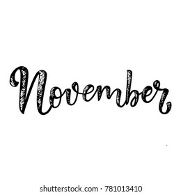 Handwritten name of month. Calligraphy word for calendars and organizers.