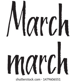 Handwritten name of month march