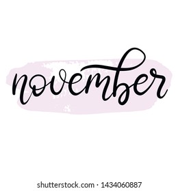 Handwritten Name Month November Pink Brush Stock Vector (Royalty Free ...