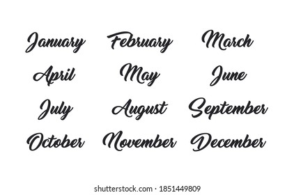 Handwritten Names Months December January February Stock Vector ...