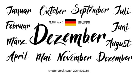 Handwritten Names Months December January February Stock Vector ...