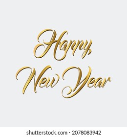 Handgeschriebene neue Jahr-Vektorgrafik, Neujahr-Kalligrafisches Briefing-Design, Schönes Grußkartenposter mit 2022 Kalligrafie-Goldtext Handgezeichnet Design-Elemente