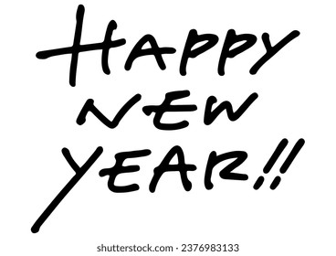 Material de la tarjeta de Año Nuevo escrito a mano. FELIZ AÑO NUEVO.