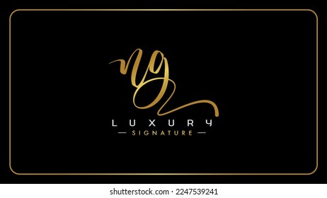 Handwritten NG letter logo vector signature, Isolated on solid black background.