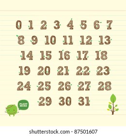 handwritten number 123 with leaf