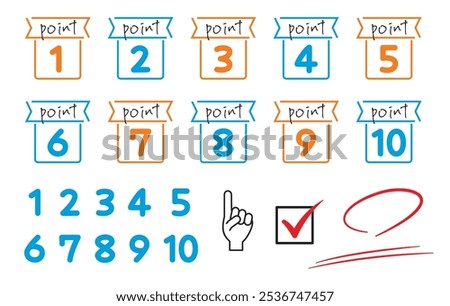 Handwritten Number Icon Flowchart from Point 1 to 10