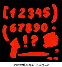 Handwritten numbers, exclamation and question marks and underscoresset,vector