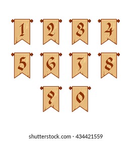 handwritten numbers in the Gothic style. vector illustration isolated on a white background