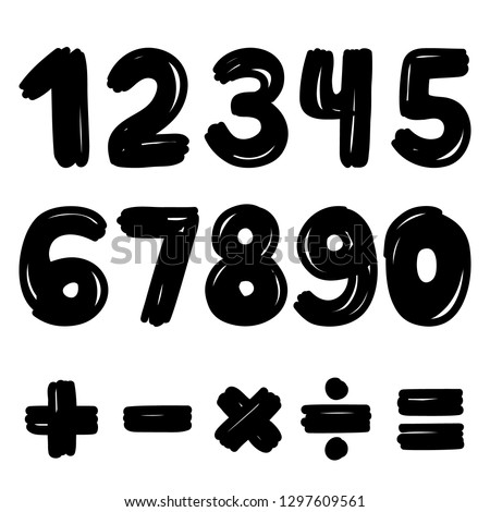 Handwritten numbers and mathematical signs, vector, set, illustration.
