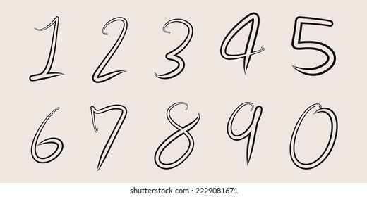 Handgeschriebene Zahlen Moderne Vektortypografie kann für Bannereinladungen, Poster, Typografie verwendet werden. Vektorgrafik.
