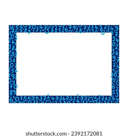 handwritten numbers on dark blue frame. hand drawn blue numbers and navy blue frame