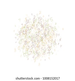 Handwritten numbers. .  Scribbled handwritten numbers for  card, poster, banner. Vector background with color numbers in primitive style. Simple pattern for your design.