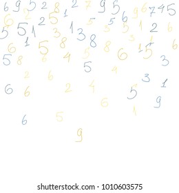 Handwritten numbers. .  Scribbled handwritten numbers for  card, poster, banner. Vector background with color numbers in primitive style. Simple pattern for your design.