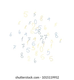 Handwritten numbers. .  Scribbled handwritten numbers for  card, poster, banner. Vector background with color numbers in primitive style. Simple pattern for your design.