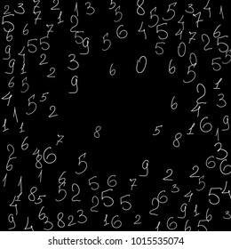 Handwritten numbers. Scribbled handwritten numbers for card, poster, banner. Vector background with numbers in primitive style. Simple pattern for your design.