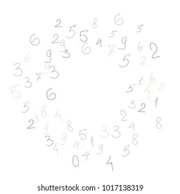 Handwritten numbers. .  Scribbled handwritten numbers for  card, poster, banner. Vector background with color numbers in primitive style. Simple pattern for your design.