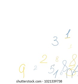 Handwritten numbers. .  Scribbled handwritten numbers for  card, poster, banner. Vector background with color numbers in primitive style. Simple pattern for your design.