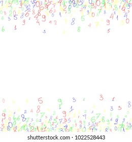 Handwritten numbers. .  Scribbled handwritten numbers for  card, poster, banner. Vector background with color numbers in primitive style. Simple pattern for your design.