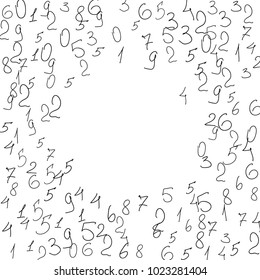 Handwritten numbers. Scribbled handwritten numbers for card, poster, banner. Vector background with numbers in primitive style. Simple pattern for your design.