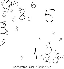 Handwritten numbers. Scribbled handwritten numbers for card, poster, banner. Vector background with numbers in primitive style. Simple pattern for your design.