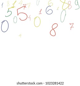 Handwritten numbers. .  Scribbled handwritten numbers for  card, poster, banner. Vector background with color numbers in primitive style. Simple pattern for your design.