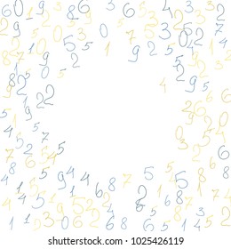 Handwritten numbers. .  Scribbled handwritten numbers for  card, poster, banner. Vector background with color numbers in primitive style. Simple pattern for your design.