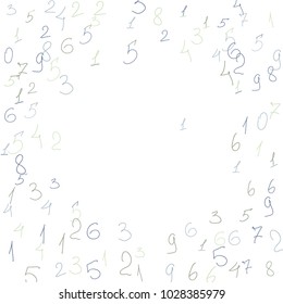 Handwritten numbers. .  Scribbled handwritten numbers for  card, poster, banner. Vector background with color numbers in primitive style. Simple pattern for your design.