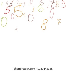 Handwritten numbers. .  Scribbled handwritten numbers for  card, poster, banner. Vector background with color numbers in primitive style. Simple pattern for your design.