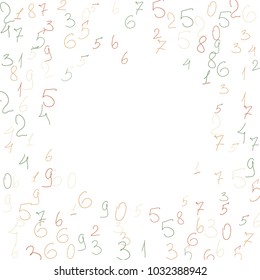 Handwritten numbers. .  Scribbled handwritten numbers for  card, poster, banner. Vector background with color numbers in primitive style. Simple pattern for your design.