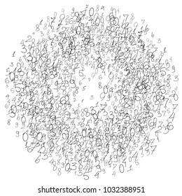 Handwritten numbers. Scribbled handwritten numbers for card, poster, banner. Vector background with numbers in primitive style. Simple pattern for your design.