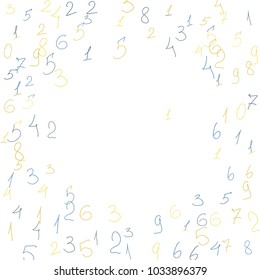 Handwritten numbers. .  Scribbled handwritten numbers for  card, poster, banner. Vector background with color numbers in primitive style. Simple pattern for your design.