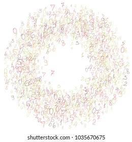Handwritten numbers. .  Scribbled handwritten numbers for  card, poster, banner. Vector background with color numbers in primitive style. Simple pattern for your design.