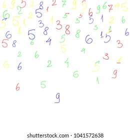 Handwritten numbers. .  Scribbled handwritten numbers for  card, poster, banner. Vector background with color numbers in primitive style. Simple pattern for your design.