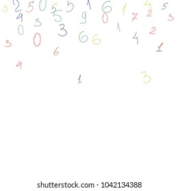 Handwritten numbers. .  Scribbled handwritten numbers for  card, poster, banner. Vector background with color numbers in primitive style. Simple pattern for your design.