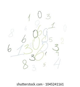 Handwritten numbers. .  Scribbled handwritten numbers for  card, poster, banner. Vector background with color numbers in primitive style. Simple pattern for your design.