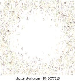 Handwritten numbers. .  Scribbled handwritten numbers for  card, poster, banner. Vector background with color numbers in primitive style. Simple pattern for your design.