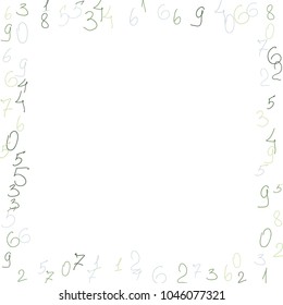 Handwritten numbers. .  Scribbled handwritten numbers for  card, poster, banner. Vector background with color numbers in primitive style. Simple pattern for your design.
