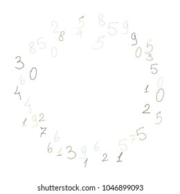 Handwritten numbers. .  Scribbled handwritten numbers for  card, poster, banner. Vector background with color numbers in primitive style. Simple pattern for your design.