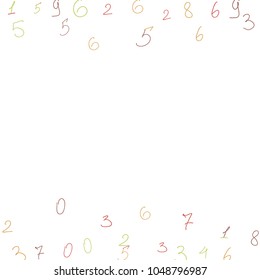 Handwritten numbers. .  Scribbled handwritten numbers for  card, poster, banner. Vector background with color numbers in primitive style. Simple pattern for your design.