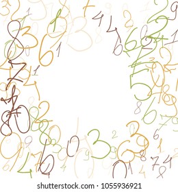 Handwritten numbers. .  Scribbled handwritten numbers for  card, poster, banner. Vector background with color numbers in primitive style. Simple pattern for your design.
