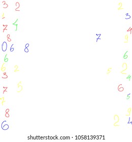 Handwritten numbers. Scribbled handwritten numbers for  card, poster, banner. Vector background with color numbers in primitive style. Simple pattern for your design.