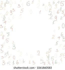 Handwritten numbers. .  Scribbled handwritten numbers for  card, poster, banner. Vector background with color numbers in primitive style. Simple pattern for your design.