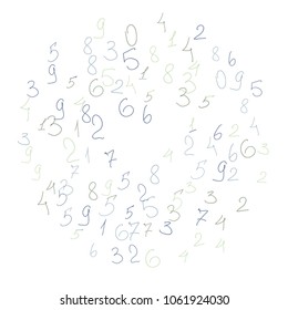 Handwritten numbers. .  Scribbled handwritten numbers for  card, poster, banner. Vector background with color numbers in primitive style. Simple pattern for your design.