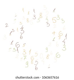 Handwritten numbers. .  Scribbled handwritten numbers for  card, poster, banner. Vector background with color numbers in primitive style. Simple pattern for your design.