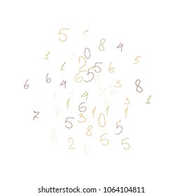 Handwritten numbers. .  Scribbled handwritten numbers for  card, poster, banner. Vector background with color numbers in primitive style. Simple pattern for your design.