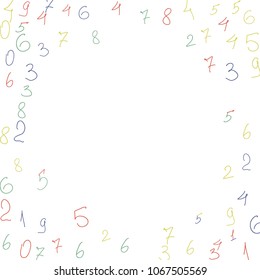 Handwritten numbers. .  Scribbled handwritten numbers for  card, poster, banner. Vector background with color numbers in primitive style. Simple pattern for your design.