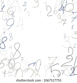 Handwritten numbers. .  Scribbled handwritten numbers for  card, poster, banner. Vector background with color numbers in primitive style. Simple pattern for your design.